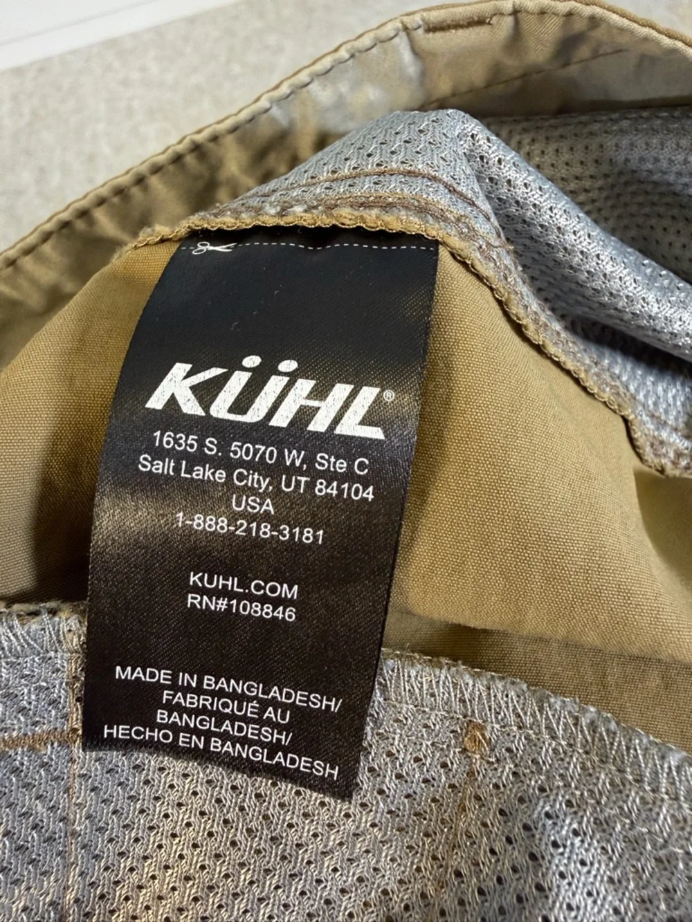Kuhl Men’s Renegade Chino Hiking Pants Khaki Brown Size 38/34 - Picture 10 of 13